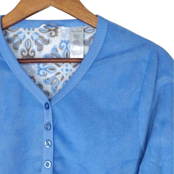 NWOT Mayfair Cobalt Blue Micro-Fleece Henley Pajama Top Sz L - Soft Warm & Cozy! - Picture 7 of 10